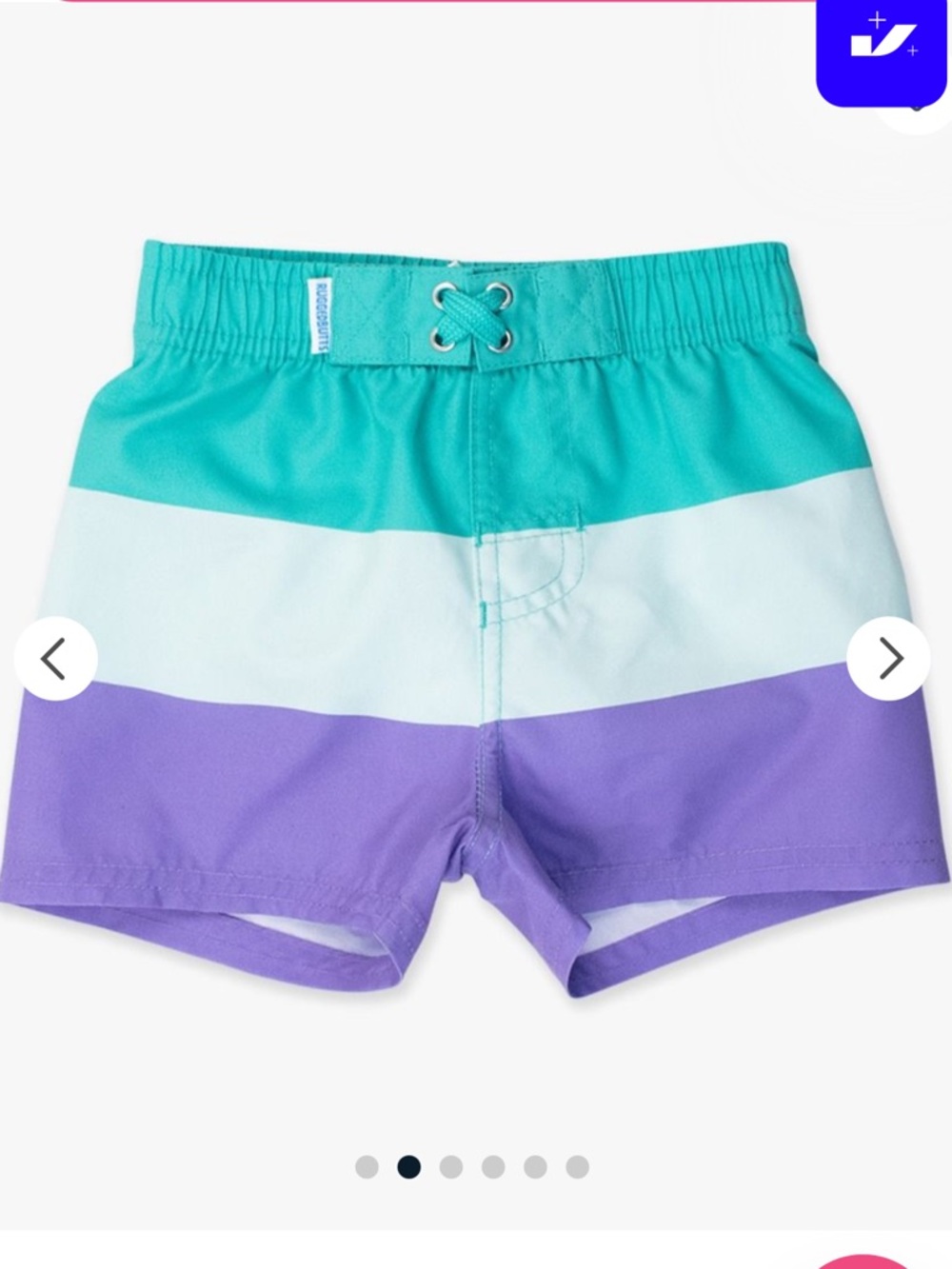 NWOT Ruffle Butts Color Block & Stripes Classic Swim Trunks size 7